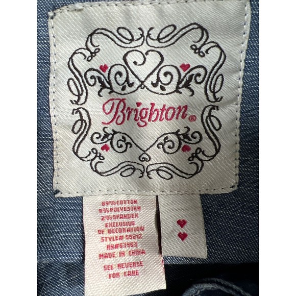Brighton Embroidered Button Jean Follow Your Heart Denim Jacket Dallas TX Small - Picture 7 of 15